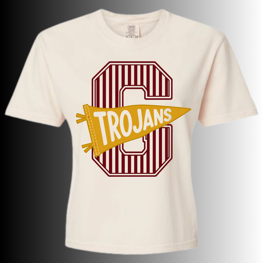 Girard Trojans | Comfort Colors Oversized Stripe G Spirit Wear